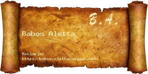 Babos Aletta névjegykártya